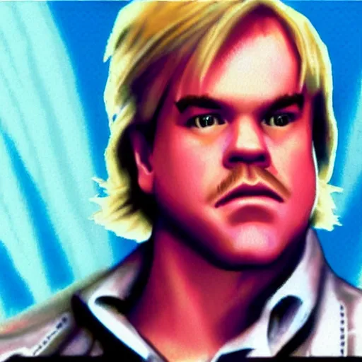 Image similar to portrait of philip seymour hoffman in double dragon video game splash screen