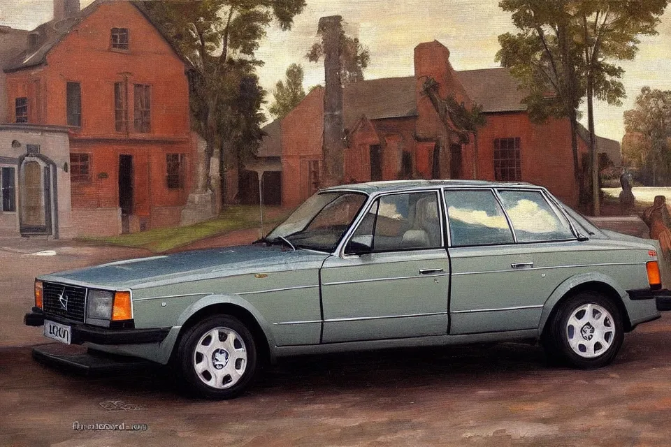 Image similar to volvo 240, oil painting, raphael high renaissance, stunning details