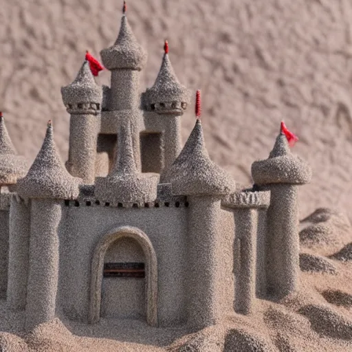 Prompt: life - like castle made of sand, 3 5 mm!!!!! lens, 4 k photorealism, trending on unsplash, 4 k quality