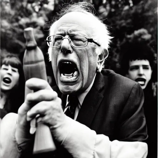 Prompt: bernie sanders screaming, by bruce weber, 1 2 0 mm, f 1. 8