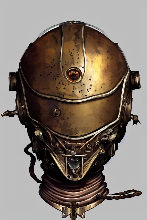 Image similar to steampunk helmet fantasy art mask robot ninja stylized digital illustration sharp focus, elegant intricate digital painting artstation concept art global illumination ray tracing advanced technology chaykin howard and campionpascale and cooke darwyn and davis jack