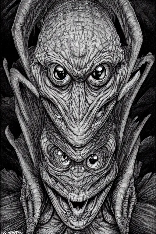 Image similar to goblin, symmetrical, toad eyes and webbed feet, highly detailed, digital art, sharp focus, trending on art station, kentaro miura manga art style