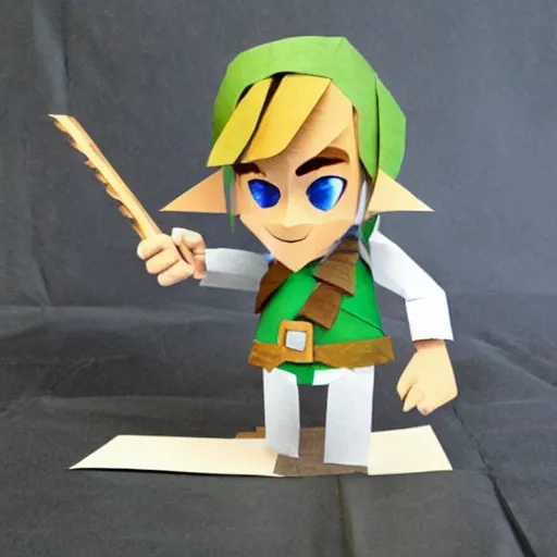 Prompt: a paper model of link, paper modeling art.