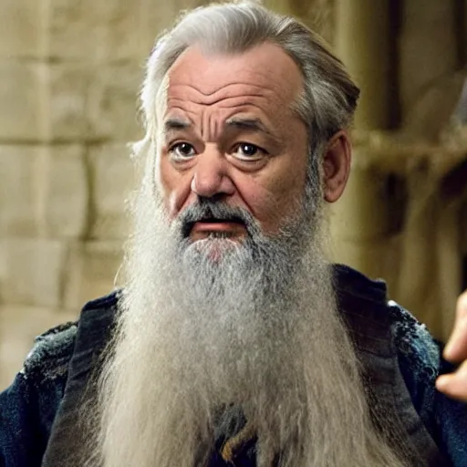 Prompt: bill murray plays a dumbledore in harry potter