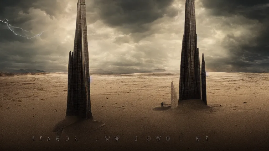 Image similar to patrick j. jones. rutkowski. the last tower. sand. lonely. 3 8 4 0 x 2 1 6 0