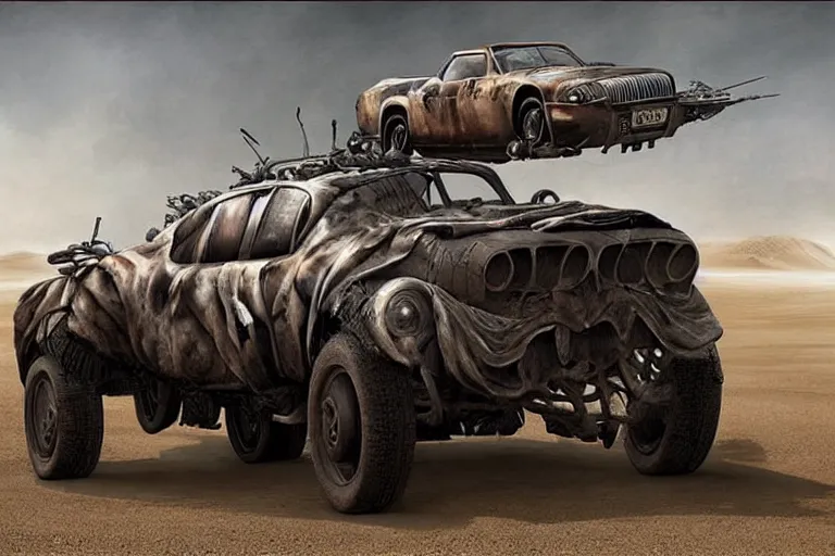 Image similar to a mad max style vehicle designed by igor morski