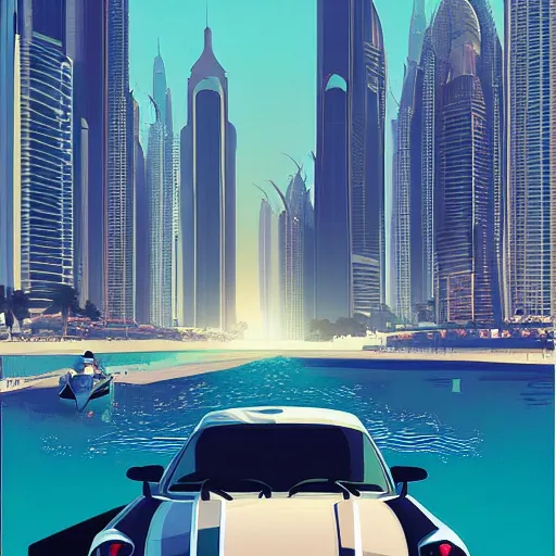 Image similar to gta : dubai, by ilya kuvshinov