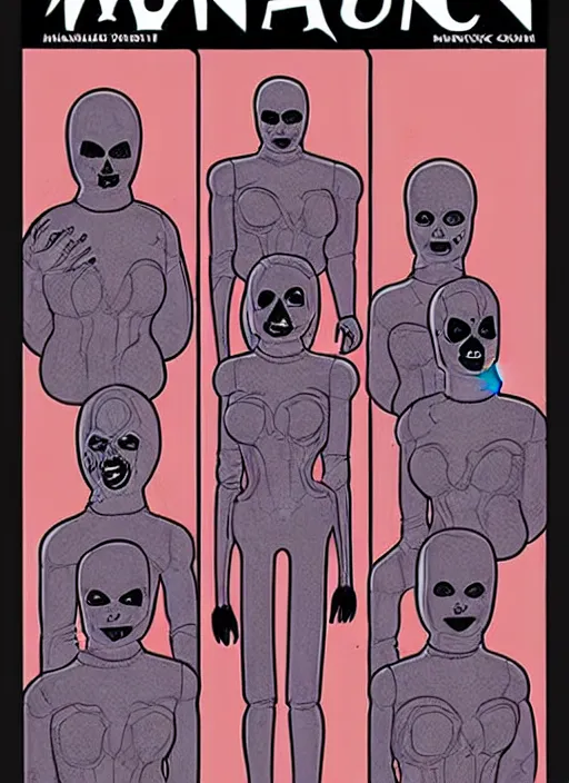 Image similar to HAUNTED MANNEQUIN comic cover, four-color process