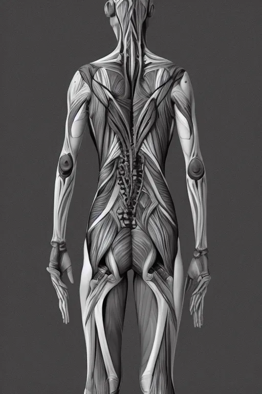 Prompt: symmetry!! full body female human anatomy concept, medical anatomy, cybernetic implants, gun metal grey, mecha limbs, muscular system reference, anatomical art, digital art, in the style of amanda lilleston, luka mivsek, bryan christie, ranjit ghosh, artstation, pinterest, deviantart, photoshop, octane render, unreal engine