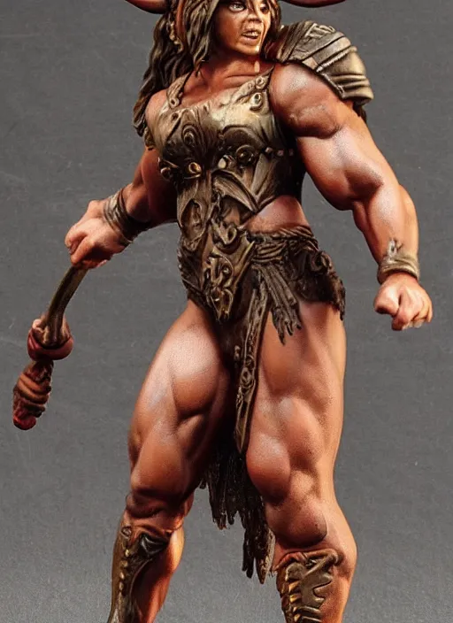 Image similar to Images on the store website, eBay, Full body, Miniature of a very muscular female minotaur warrior