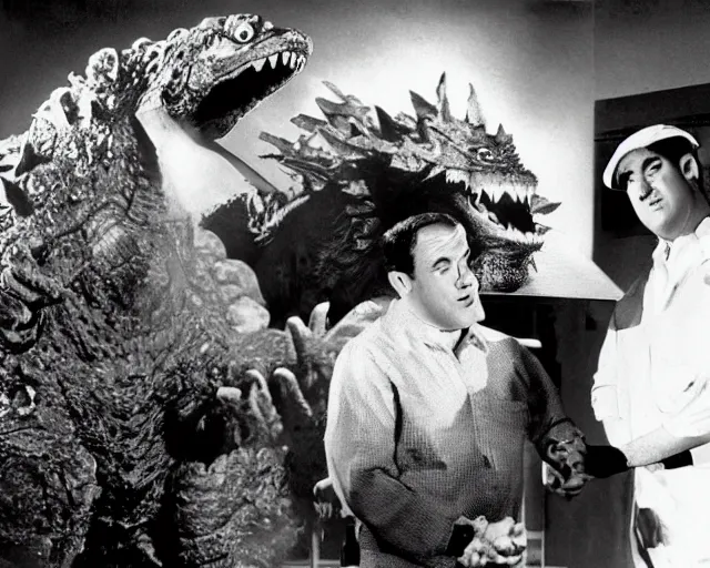 Image similar to Abbott and Costello meet Godzilla