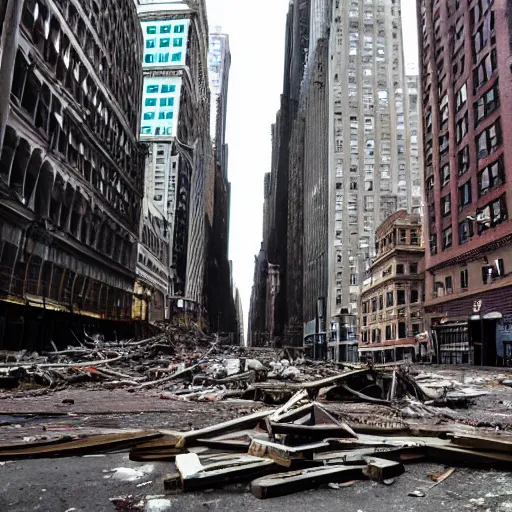 Image similar to photo of new york in ruins