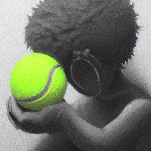 Image similar to highly detailed vfx portrait of a character of a tennis ball monster, akira stephen bliss, chalk, unrealengine, greg rutkowski, loish, rhads, beeple, chalk, makoto shinkai and lois van baarle, ilya kuvshinov, rossdraws, tom bagshaw, basil gogos