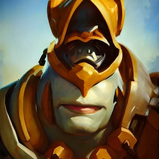 Image similar to greg manchess portrait painting of doom from dota 2 as overwatch character, medium shot, asymmetrical, profile picture, organic painting, sunny day, matte painting, bold shapes, hard edges, street art, trending on artstation, by huang guangjian and gil elvgren and sachin teng