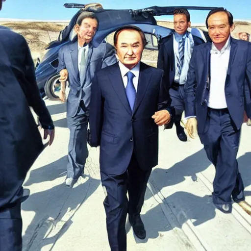 Image similar to Nursultan Nazarbayev in style of a GTA poster