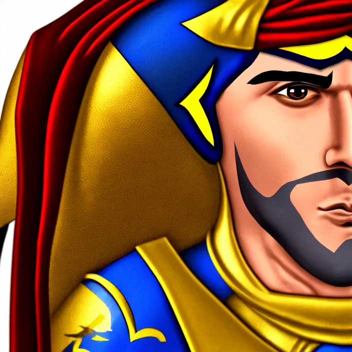 Image similar to portrait, captain falcon as sheik mohammad ruler of dubai, head and torso only, masterpiece, medieval arabia, sharp details,, hd, 4 k