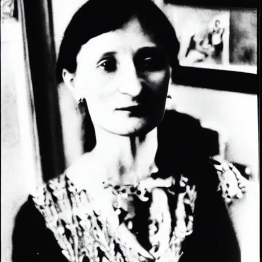 Prompt: anna akhmatova at the club, portrait, polaroid, by jamel shabazz