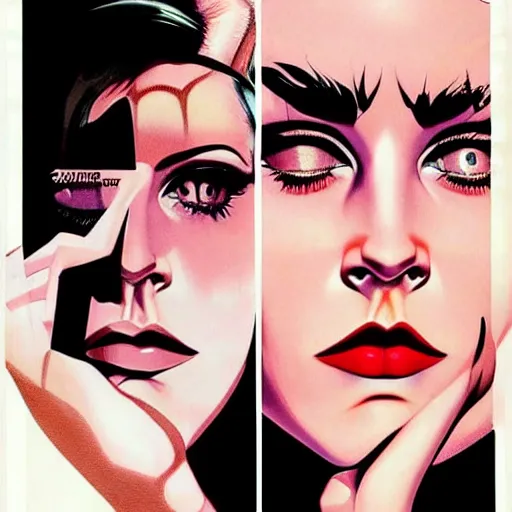 Image similar to emma watson Heavy Contour makeup look eye shadow smokey eyes fashion model face by artgem by brian bolland by alex ross by artgem by brian bolland by alex rossby artgem by brian bolland by alex ross by artgem by brian bolland by alex ross