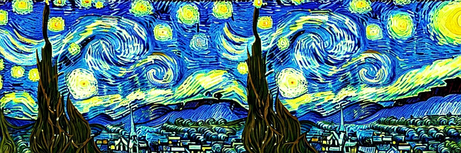 Image similar to van gogh's starry night in pixel art