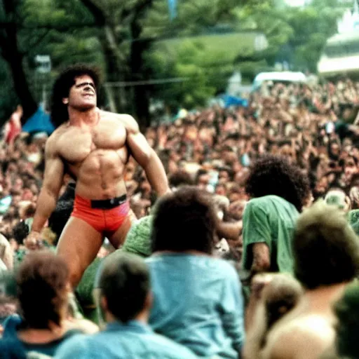 Image similar to hulk performing at woodstock