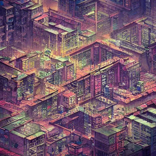 Image similar to “kowloon walled city in cyberpunk anime style”