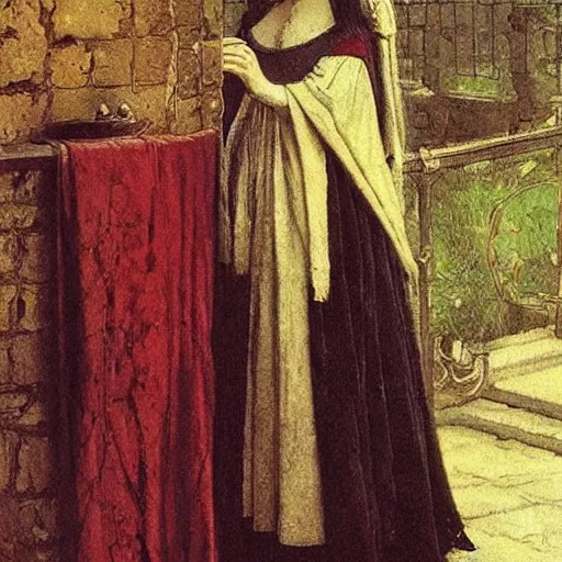 Prompt: beautiful young medieval queen by howard pyle