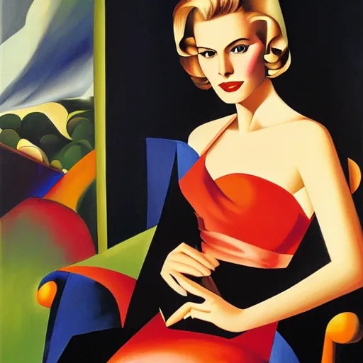 Image similar to painting of Grace Kelly by Tamara de lempicka 8k high definition high quality