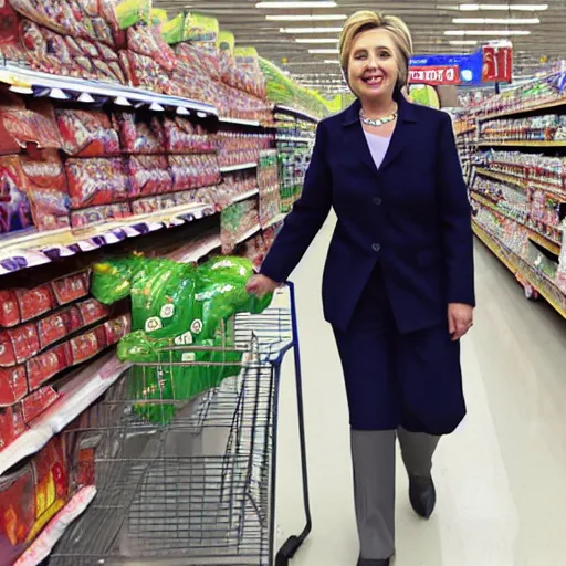 Image similar to a photo of hillary clinton in walmart shopping for grills