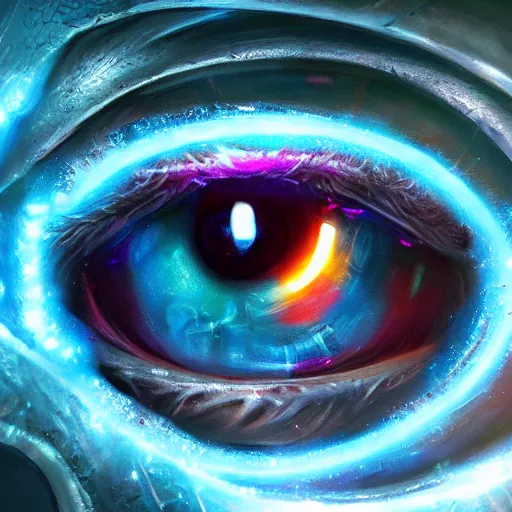 Prompt: Cybernetic Eye with intricate reflections, colorful, fantasy, vivid colors, concept art, sharp focus, digital art, Hyper-realistic, 4K, Unreal Engine, Highly Detailed, HD, Dramatic Lighting by Brom, trending on Artstation