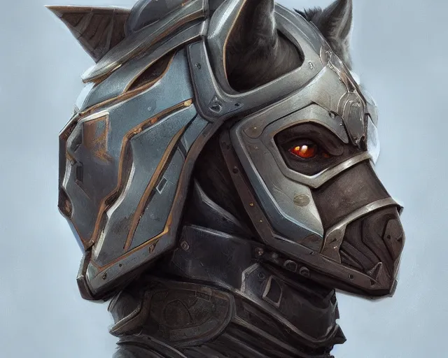 Image similar to A detailed matte oil on canvas head on symmetrical portrait of an armored paladin with the head of a hyena, by Charlie bowater, Lise Deharme, Wlop, trending on artstationhd, dungeons and dragons art, critical role