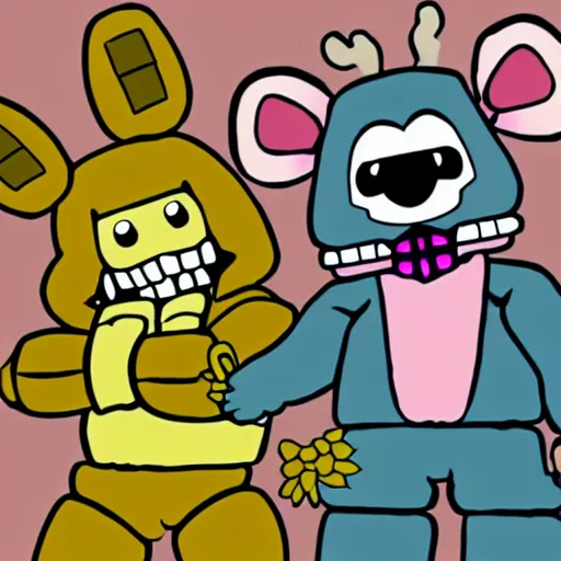 Image similar to springtrap from five nights at freddy ’ s going on a date with sans from undertale