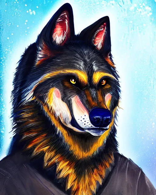 Image similar to a head and shoulder portrait of Werewolf painted in the colorful and expressive style of Kotwdq, trending on Artstation 8k photorealistic