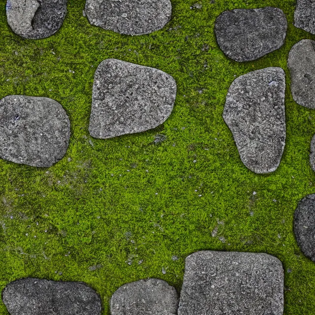Image similar to Photo of mossy stone pavement shot from tripod above