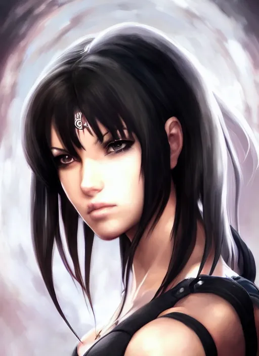 Prompt: beautiful portrait of a gorgeous personal trainer who looks like Tifa Lockhart , character design by Ross Tran, artgerm detailed, soft lighting