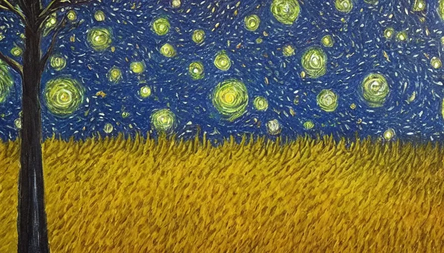 Prompt: Painting of a great forest in style of starry night