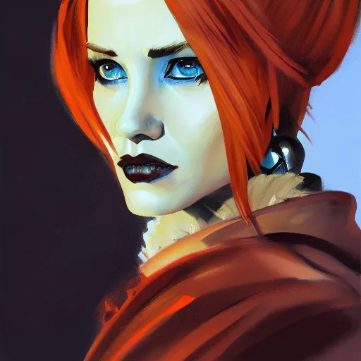 Prompt: greg manchess portrait painting of ginger beautiful princess as dragon age character, medium shot, asymmetrical, profile picture, organic painting, sunny day, matte painting, bold shapes, hard edges, street art, trending on artstation, by nick thornborrow