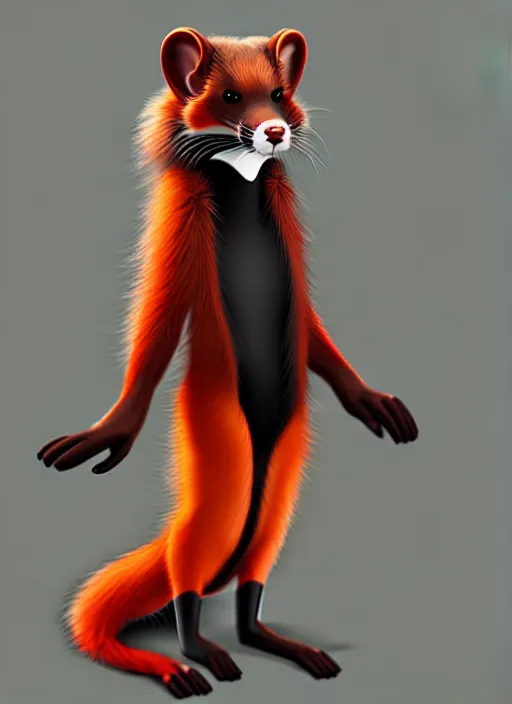 Image similar to furry - male - red - black - weasel - detective - fursona, ray tracing, photorealistic, trending on weasyl