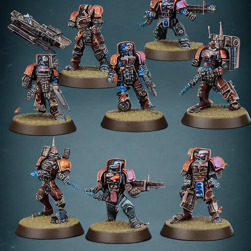 Prompt: cyberpunk warhammer 4 0 k miniatures