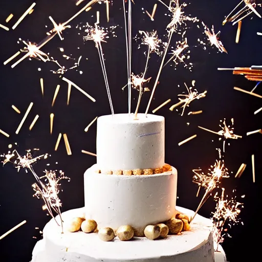 Image similar to cake with hundred sparklers, studio photo shot