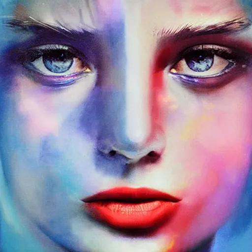 Prompt: sci - fi, morning, smiling fashion model face, sun, cinematic, clouds, sun rays, vogue cover style, poster art, blue mood, realistic painting, intricate oil painting, high detail illustration, figurative art, multiple exposure, poster art