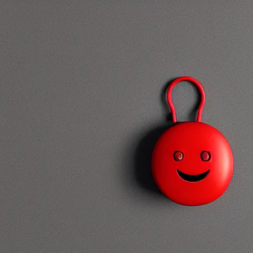 Image similar to Very tiny red alarm clock that looks like the iOS emoji and has the same colors, 3D clay render, 4k UHD, white background, isometric top down left view, diffuse lighting, zoomed out very far