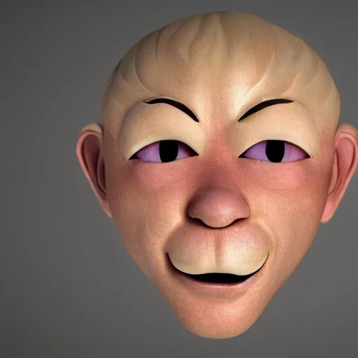 Prompt: man with onion face crying big drops visible tears 3 d render