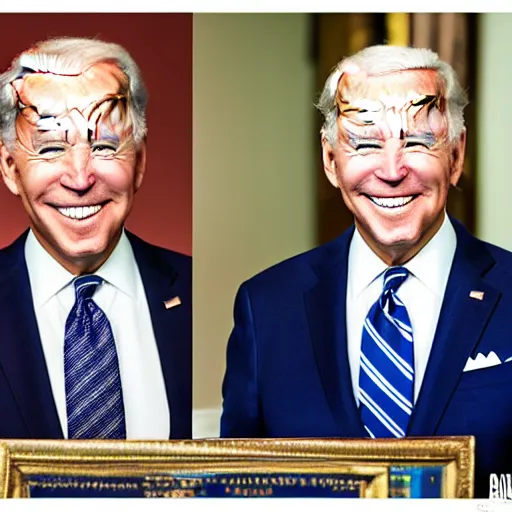 Image similar to A portrait photo of joe biden teams up with a teenage joe biden, perfect faces, 50 mm, award winning photography