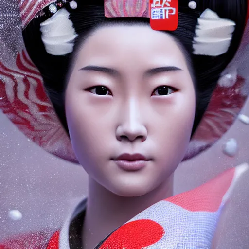 Image similar to hyperrealistic japanese geisha, by istvan sandorfi & thomas eakes & xiang duan, perfect facial symmetry, dim volumetric cinematic lighting, photorealistic, 8 k octane comprehensive render, post - processing, extremely hyper - detailed, intricate, lifelike texture, epic composition, masterpiece, identical to real robert lewandowski, stunning,