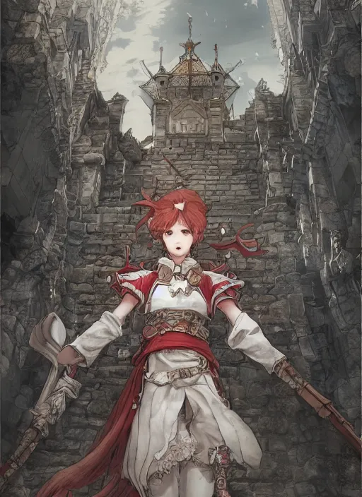 Image similar to character portrait of the white herald on an imperial castle, hidari, color page, tankoban, 4 k, tone mapping, akihiko yoshida.