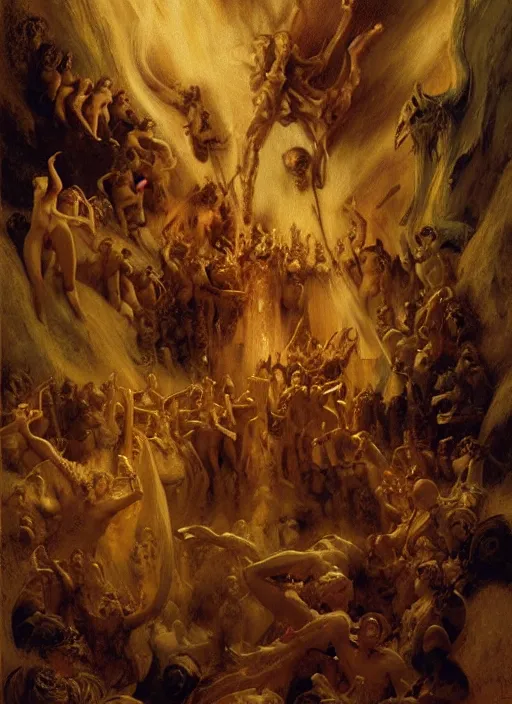 Image similar to the seventh circle of hell from dante's divine comedy. highly detailed painting by gaston bussiere, craig mullins, j. c. leyendecker 8 k