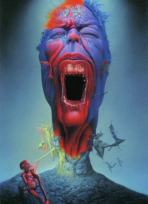 Image similar to alex jones by lisa frank and zdzislaw beksinski