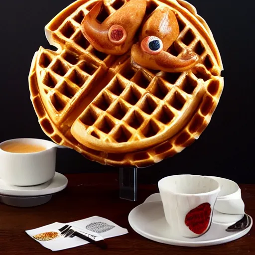 Image similar to eggo waffle sculpture