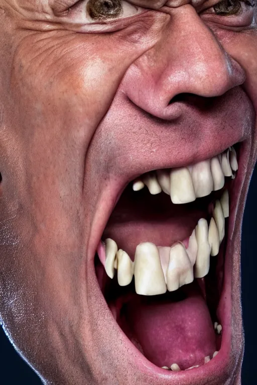 Image similar to uhd hyperrealistic photorealisitc hyperdetailed detailed portrait shot of a screaming man, studio lighting