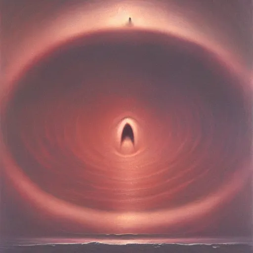 Image similar to center of black hole, with strong pirate motive by zdzisław beksinski, oil on canvas